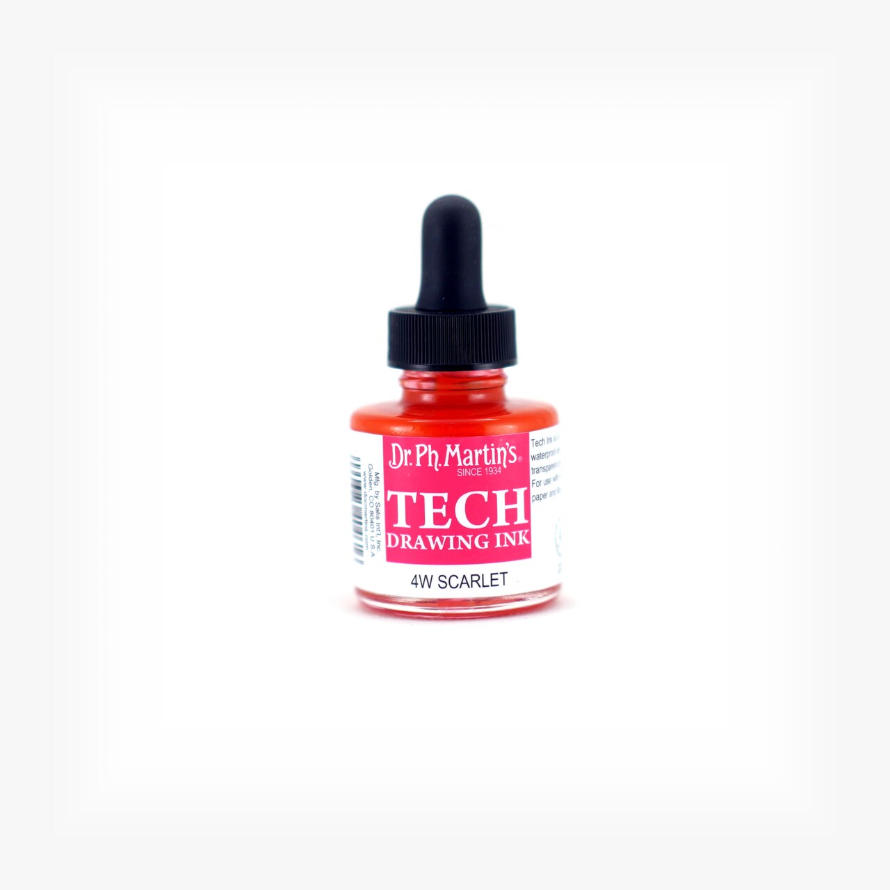 Dr. Ph. Martin's® TECH Drawing Ink, 1.0 US fl oz, 4W Scarlet, 1 Bottle